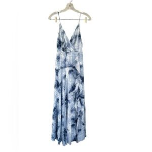 ASTR the Label Women's Blue Holland Ruffle Tie Dye Maxi Dress - Size XS